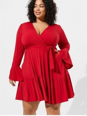 Torrid Red Wrap Tiered Mini Dress